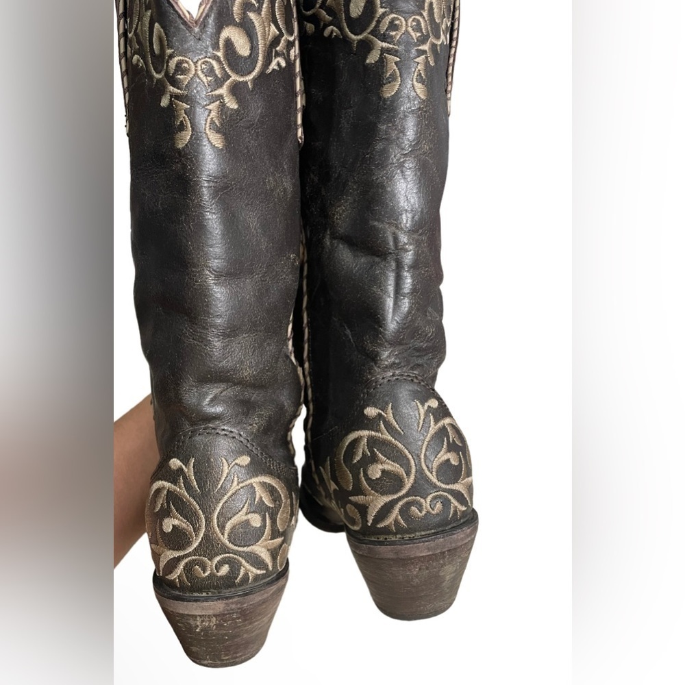 Durango Western Boots Women 12”Crush Scroll Chocolate Rd3203 Color:Brown Size:6 - Picture 2 of 11